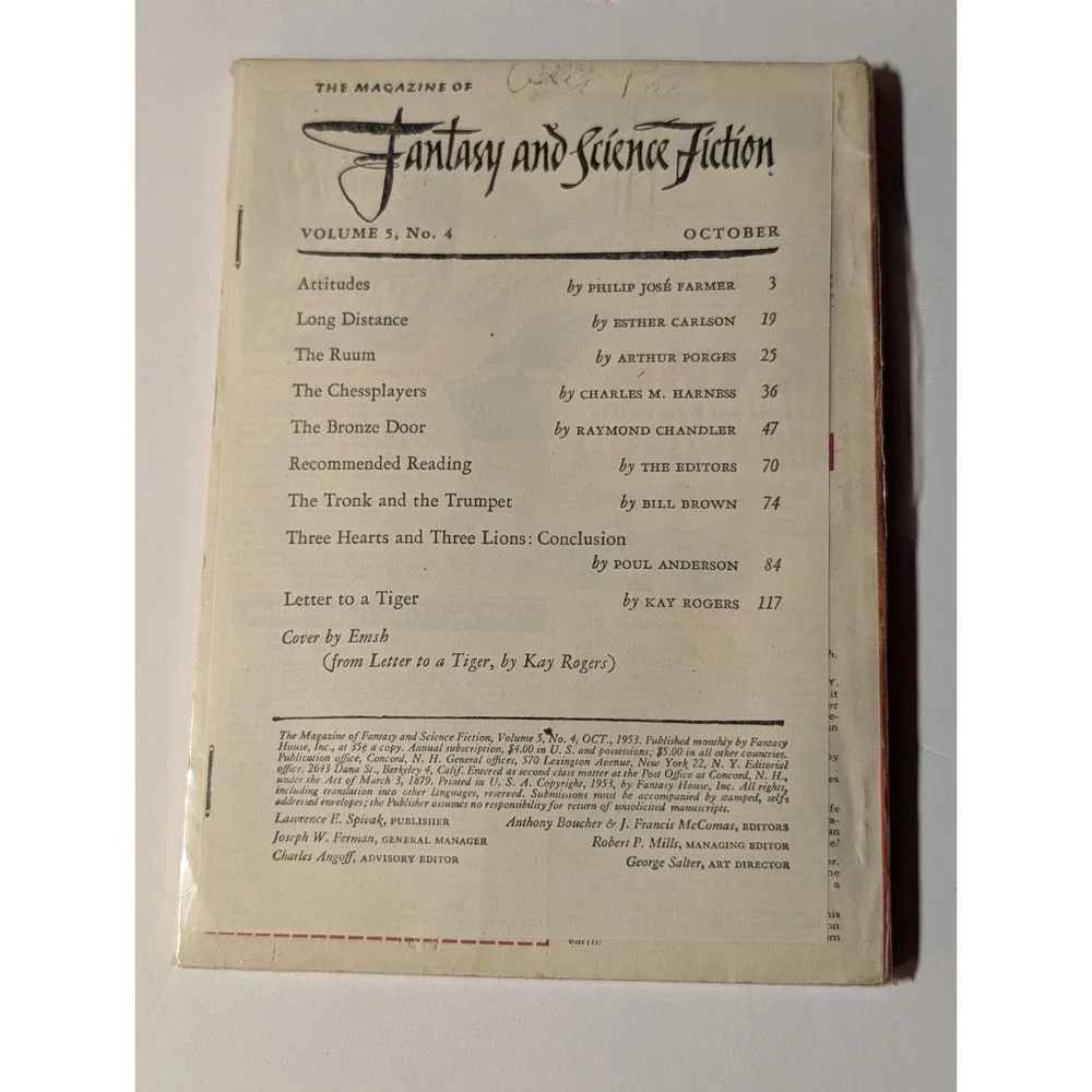 The Magazine of Fantasy and Science Fiction October 1953‎ Anderson